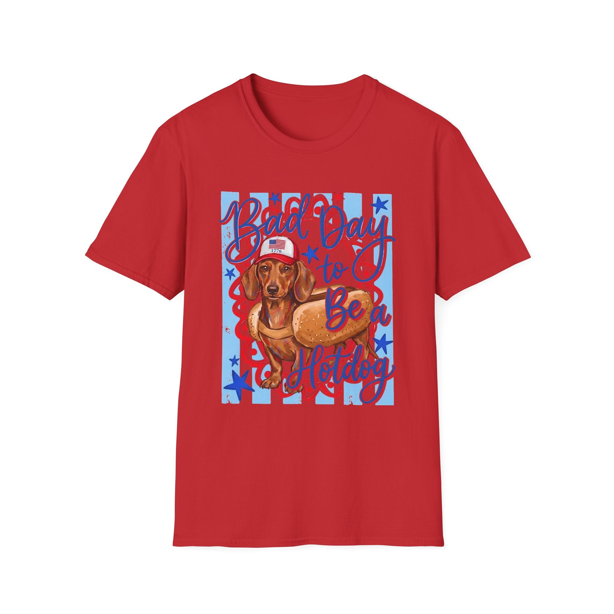 Baseball Dachshund T-Shirt — "Ball Day to Be a Hotdog" Cute Dog Baseball Tee