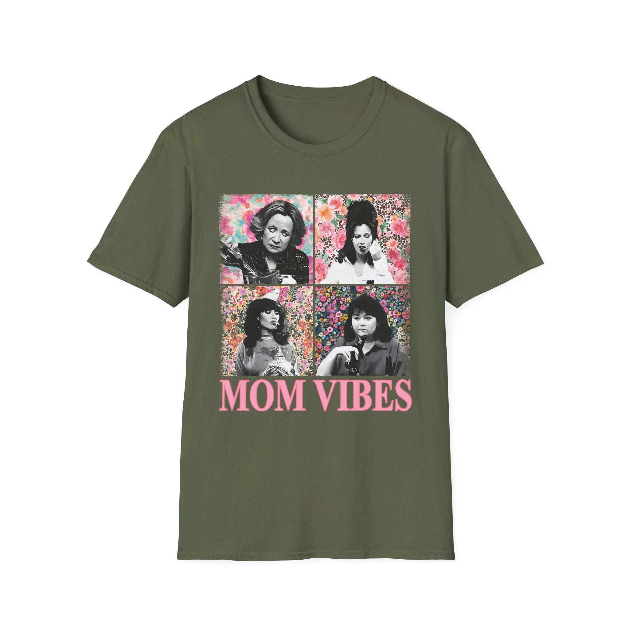 Mom Vibes T-Shirt – Retro Floral Mom Portrait Tee