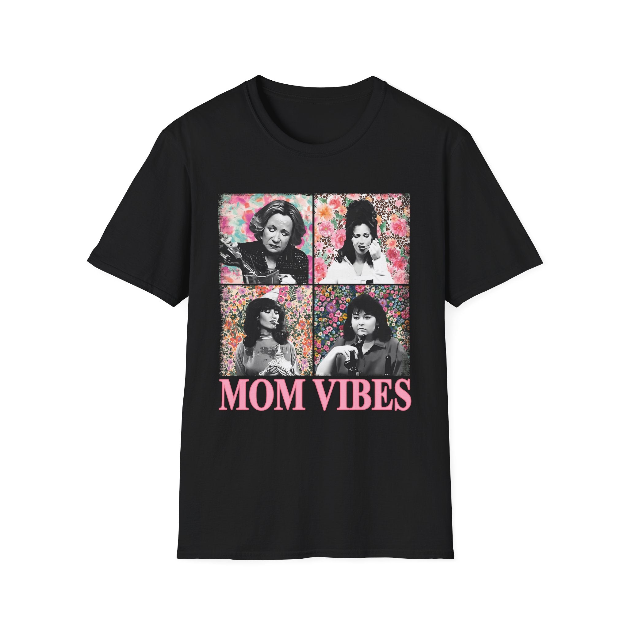 Mom Vibes T-Shirt – Retro Floral Mom Portrait Tee