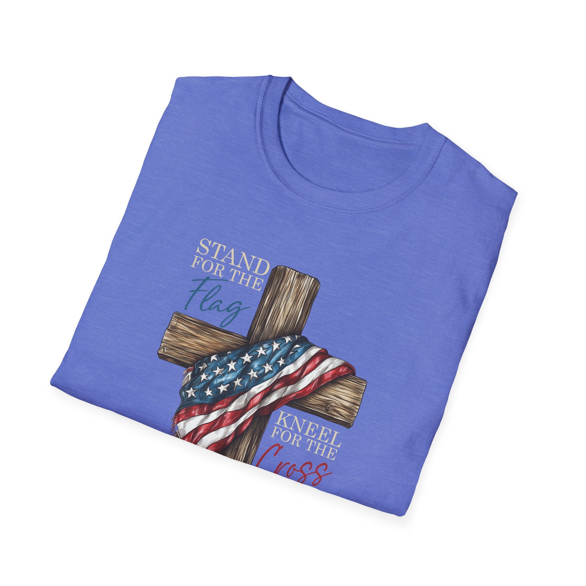 Flag & Cross T-Shirt — American Flag Draped Christian Cross Tee