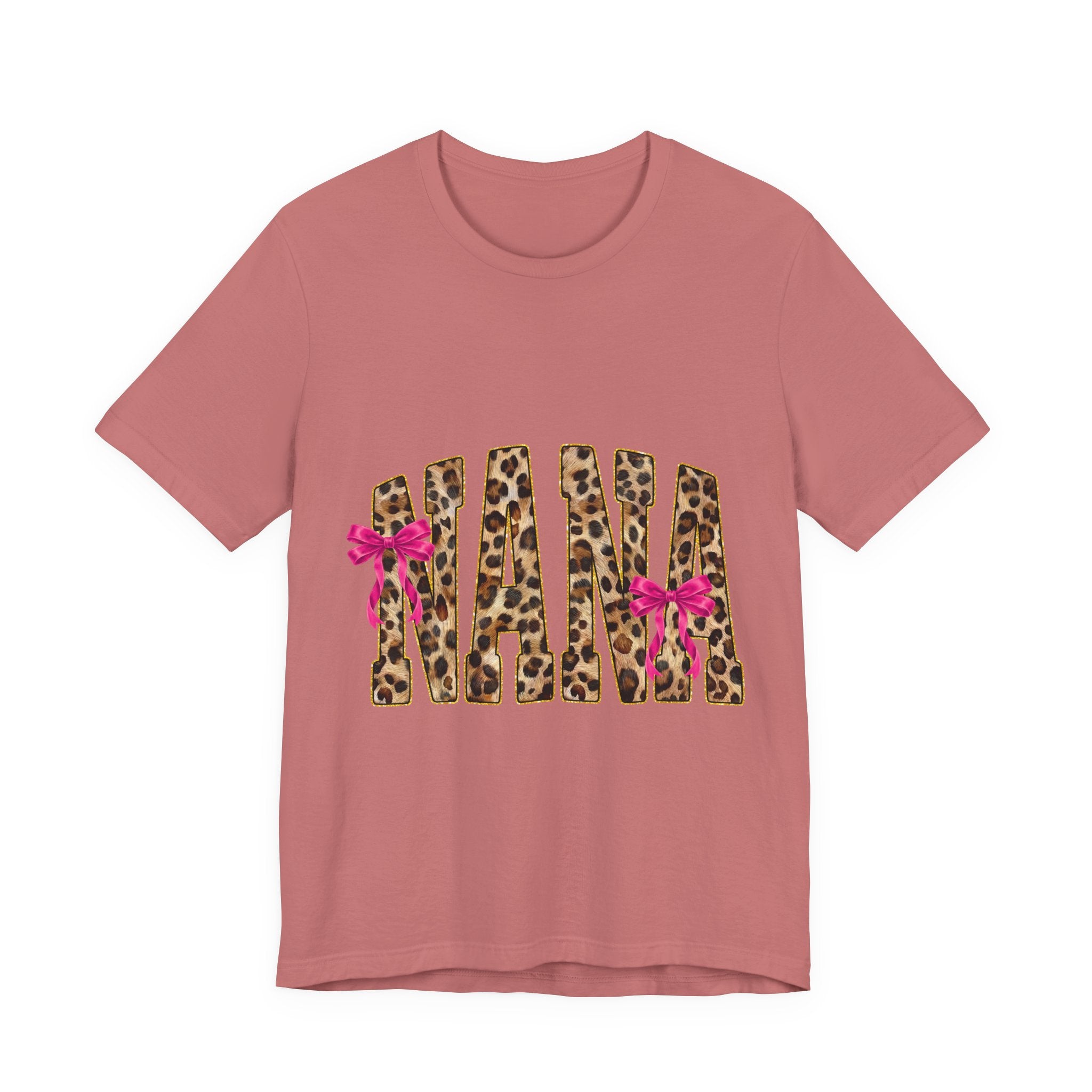 Nana Leopard Print Tee with Pink Bows — Mother's Day Gift Shirt