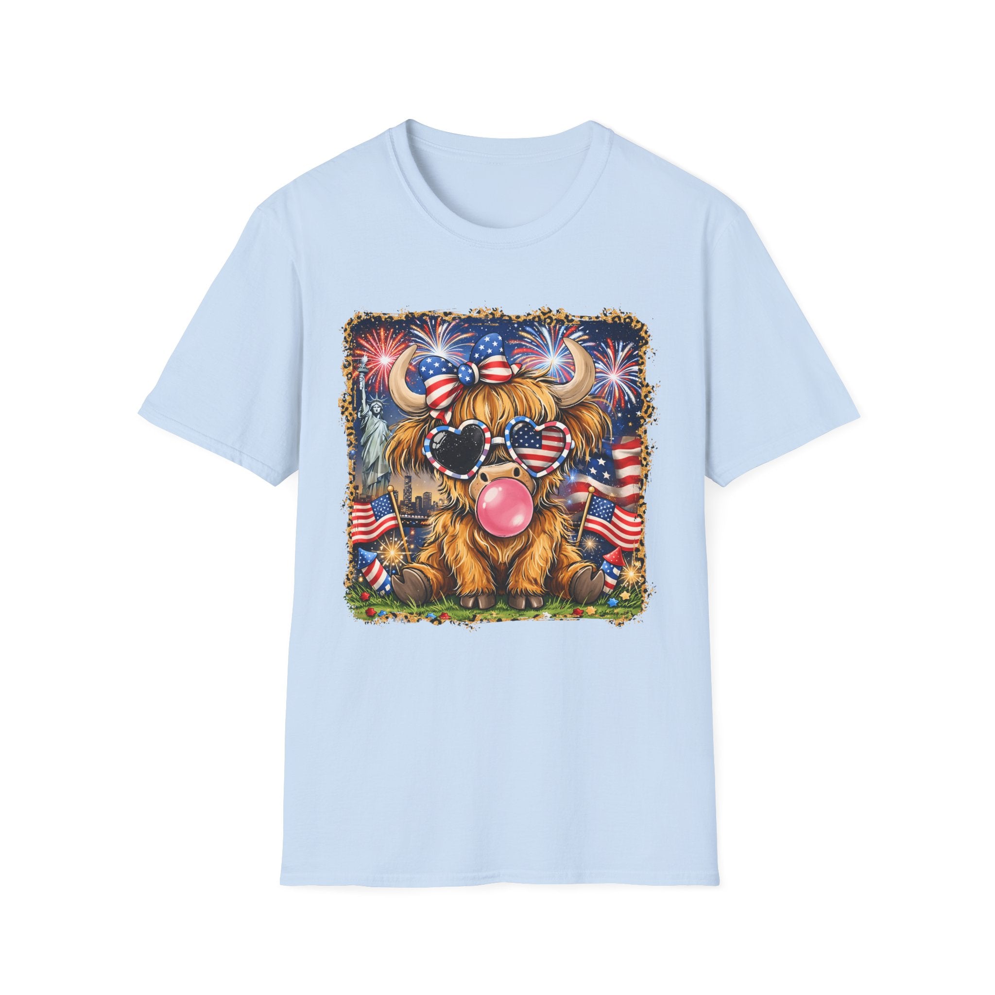 Patriotic Yorkie Tee — USA Flag Sunglasses & Bubblegum Dog T-Shirt