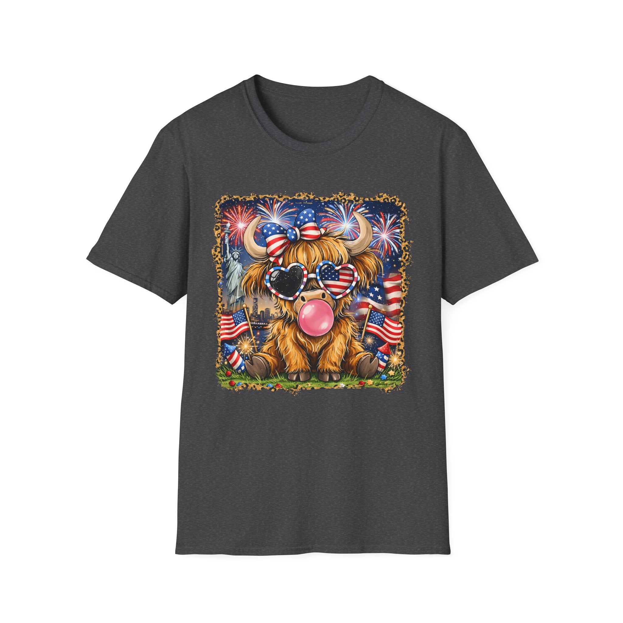Patriotic Yorkie Tee — USA Flag Sunglasses & Bubblegum Dog T-Shirt