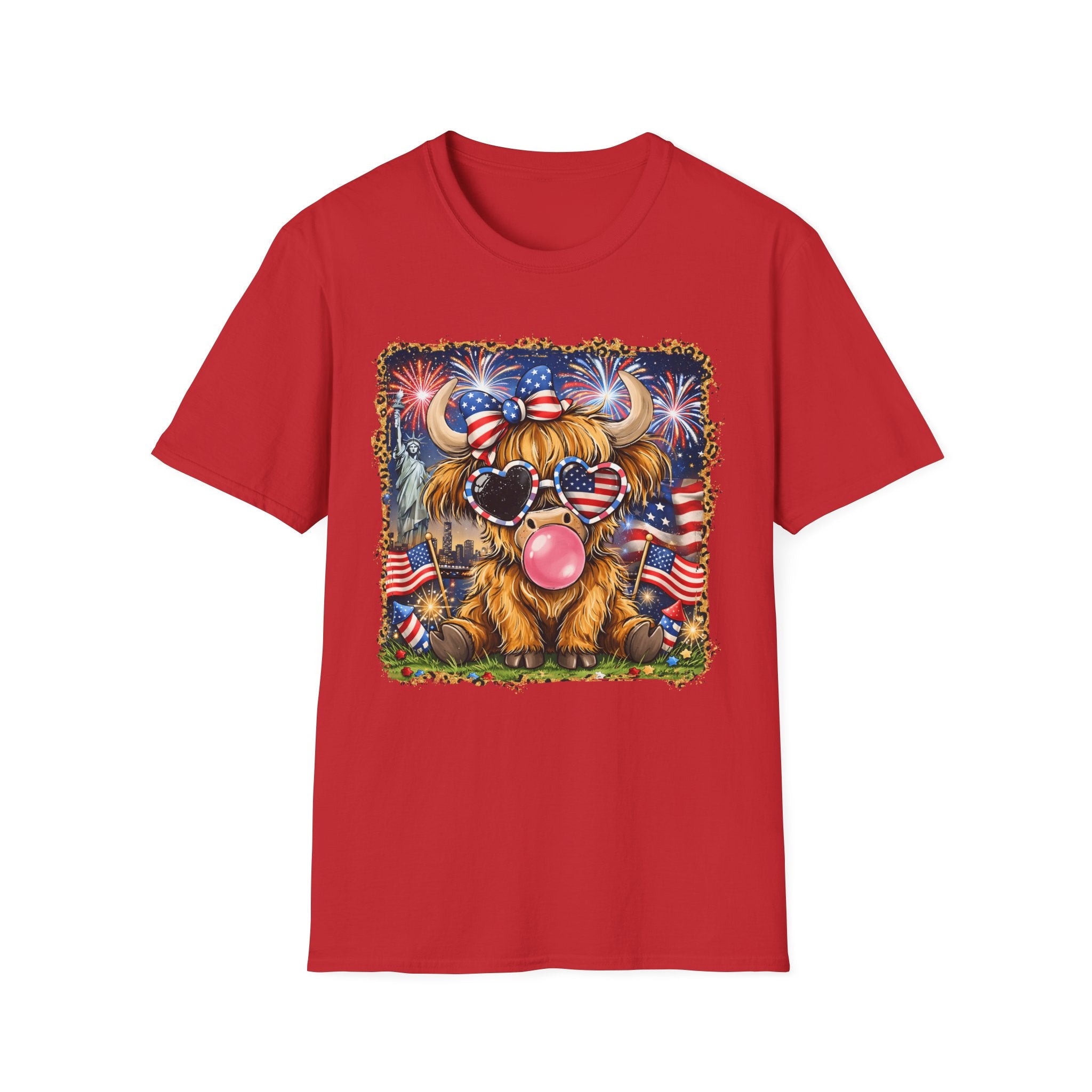 Patriotic Yorkie Tee — USA Flag Sunglasses & Bubblegum Dog T-Shirt