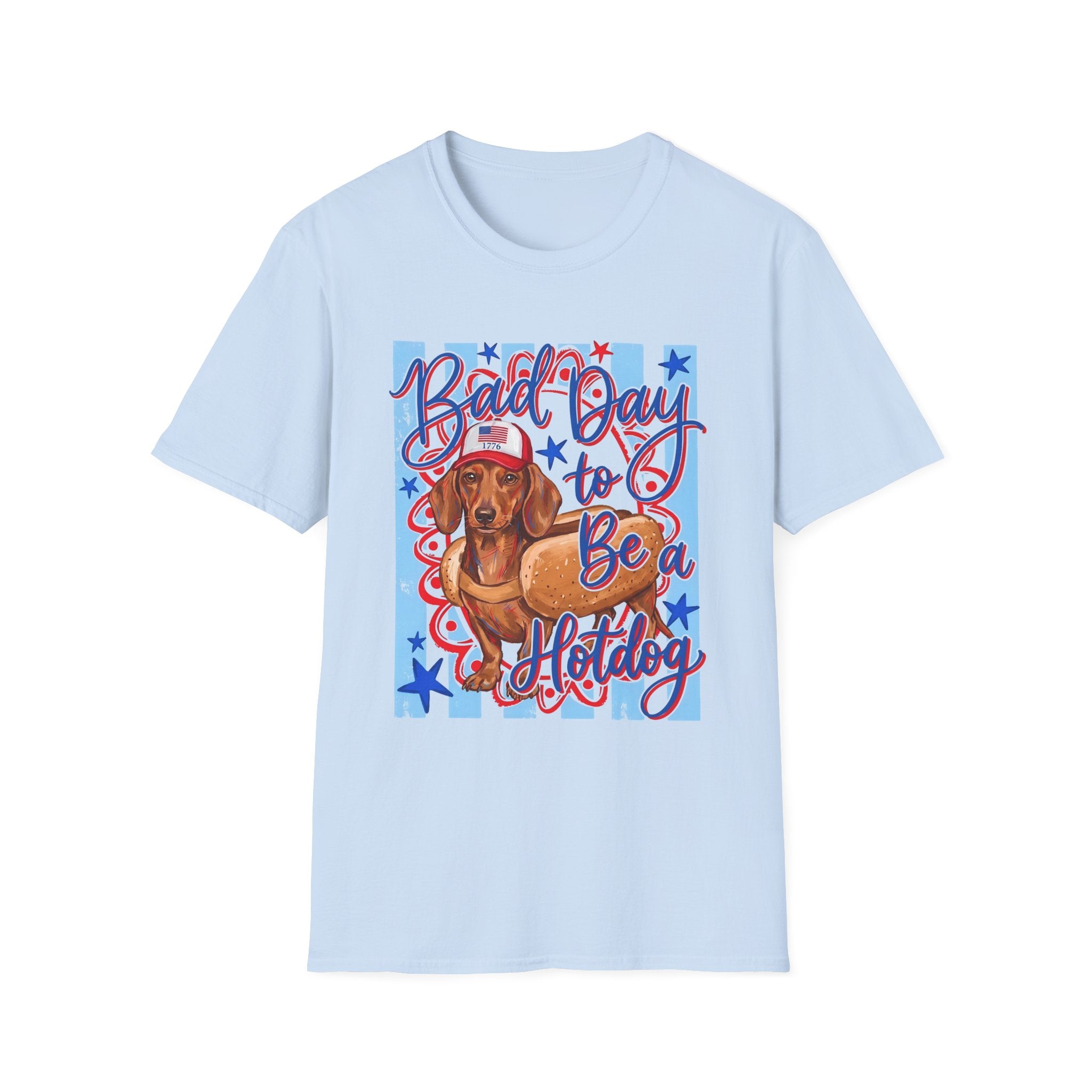 Baseball Dachshund T-Shirt — "Ball Day to Be a Hotdog" Cute Dog Baseball Tee