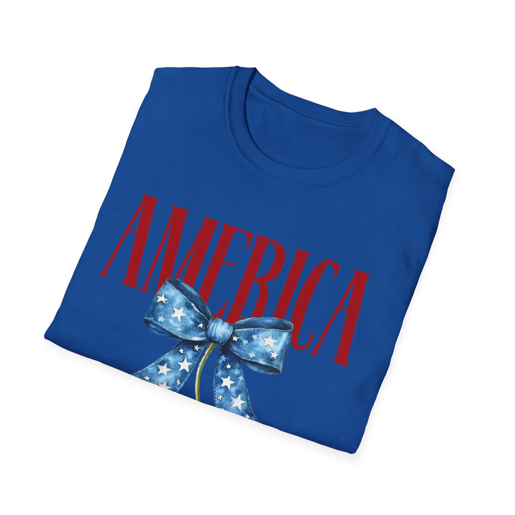 America Cherry T‑Shirt — Patriotic 4th of July Stars & Stripes Tee