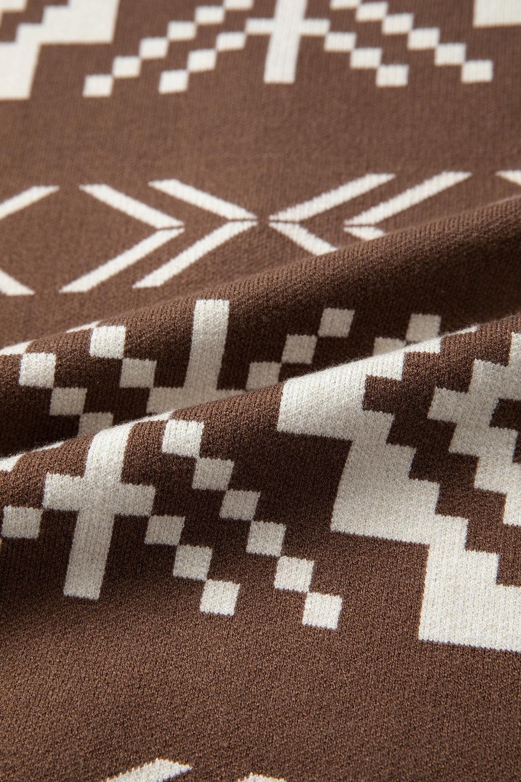 Brown Southwestern Aztec Button Square Neck Sweater Vest