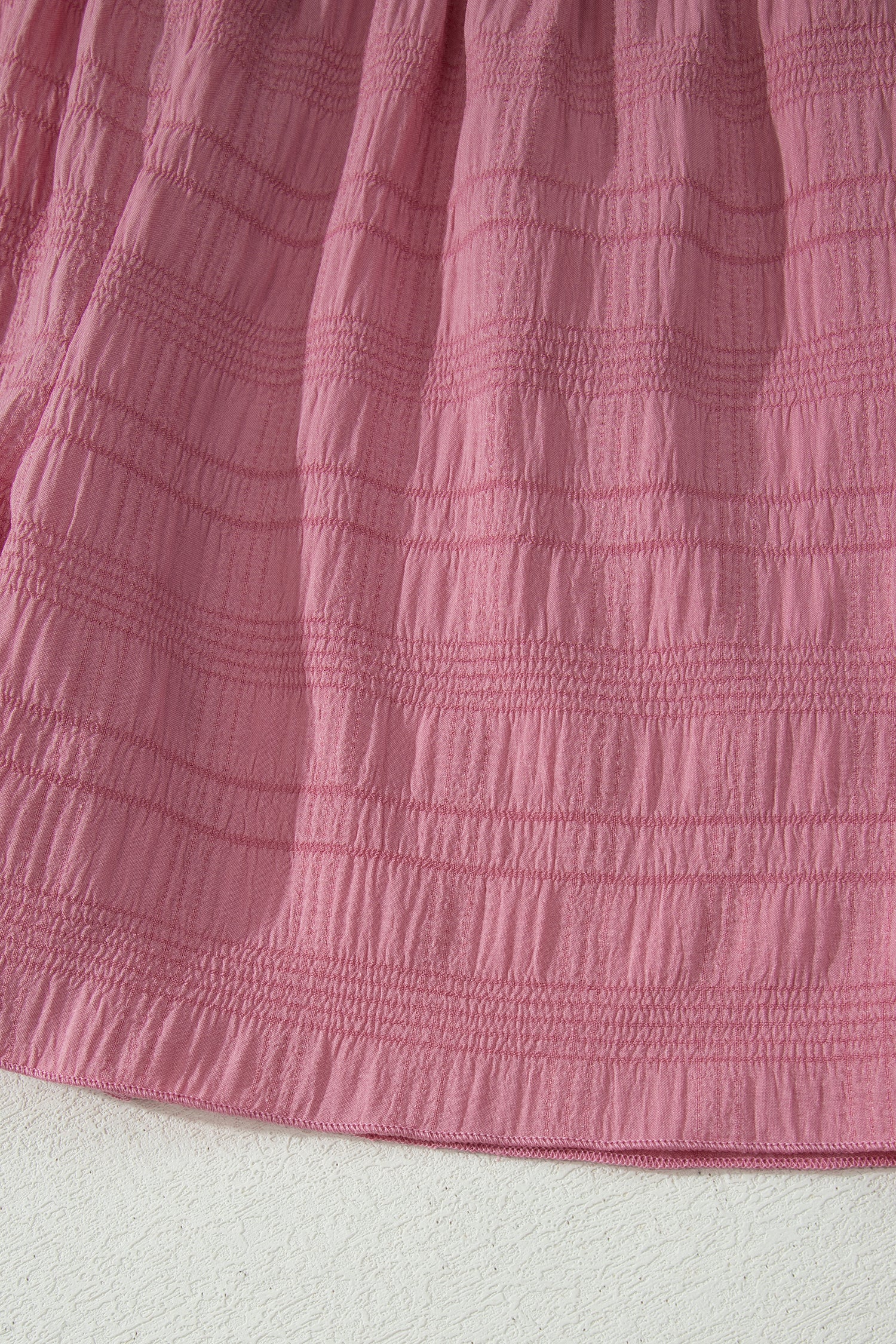 Peach Blossom Textured Square Neck Top and Shirred High Waist Shorts Set