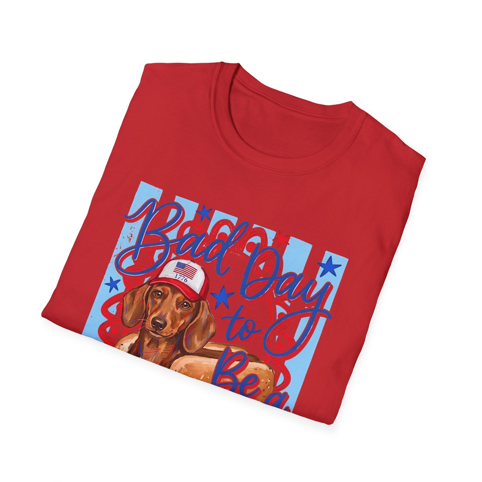 Baseball Dachshund T-Shirt — "Ball Day to Be a Hotdog" Cute Dog Baseball Tee