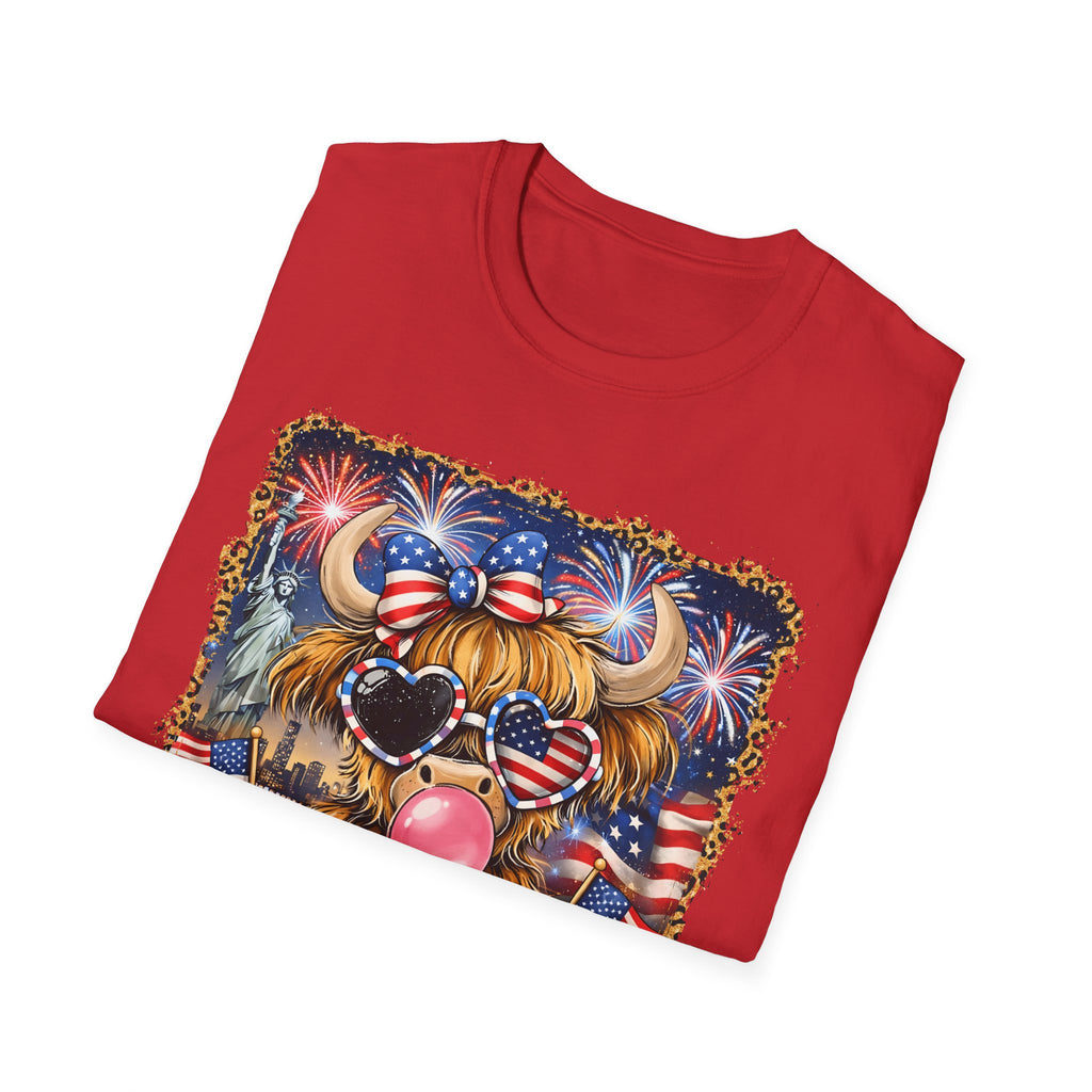 Patriotic Yorkie Tee — USA Flag Sunglasses & Bubblegum Dog T-Shirt