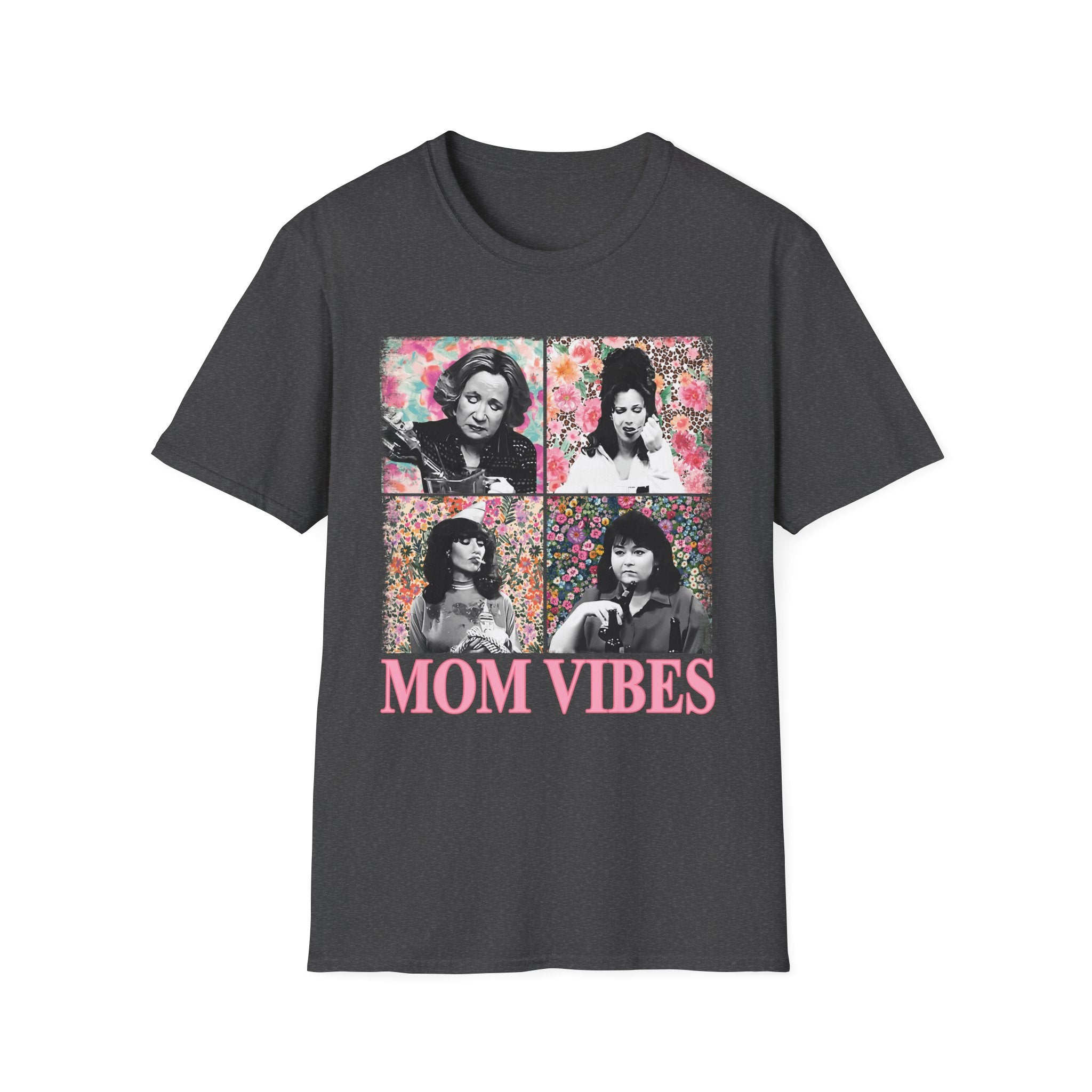 Mom Vibes T-Shirt – Retro Floral Mom Portrait Tee