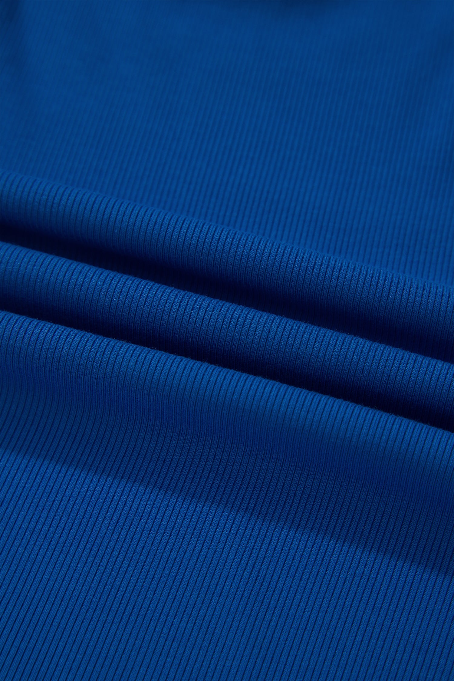 Dark Blue Ribbed Slim Tank Pocketed Wide Leg Shorts Set