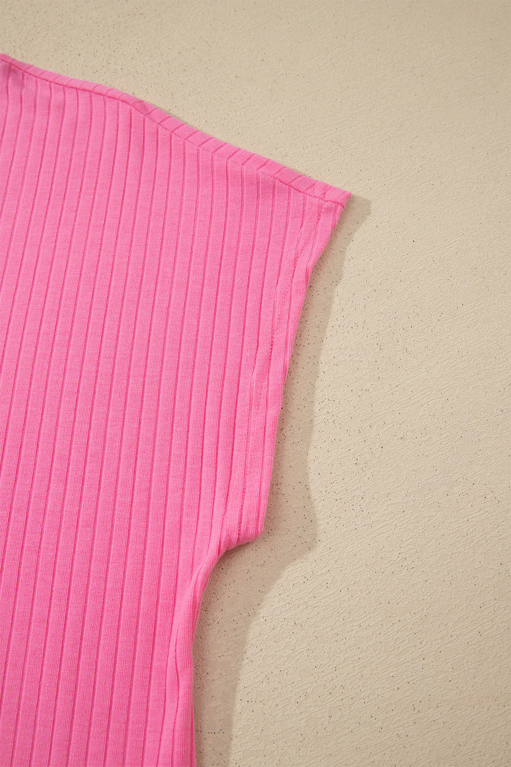 Sachet Pink Soft Ribbed Color Block Trim Casual Short Set