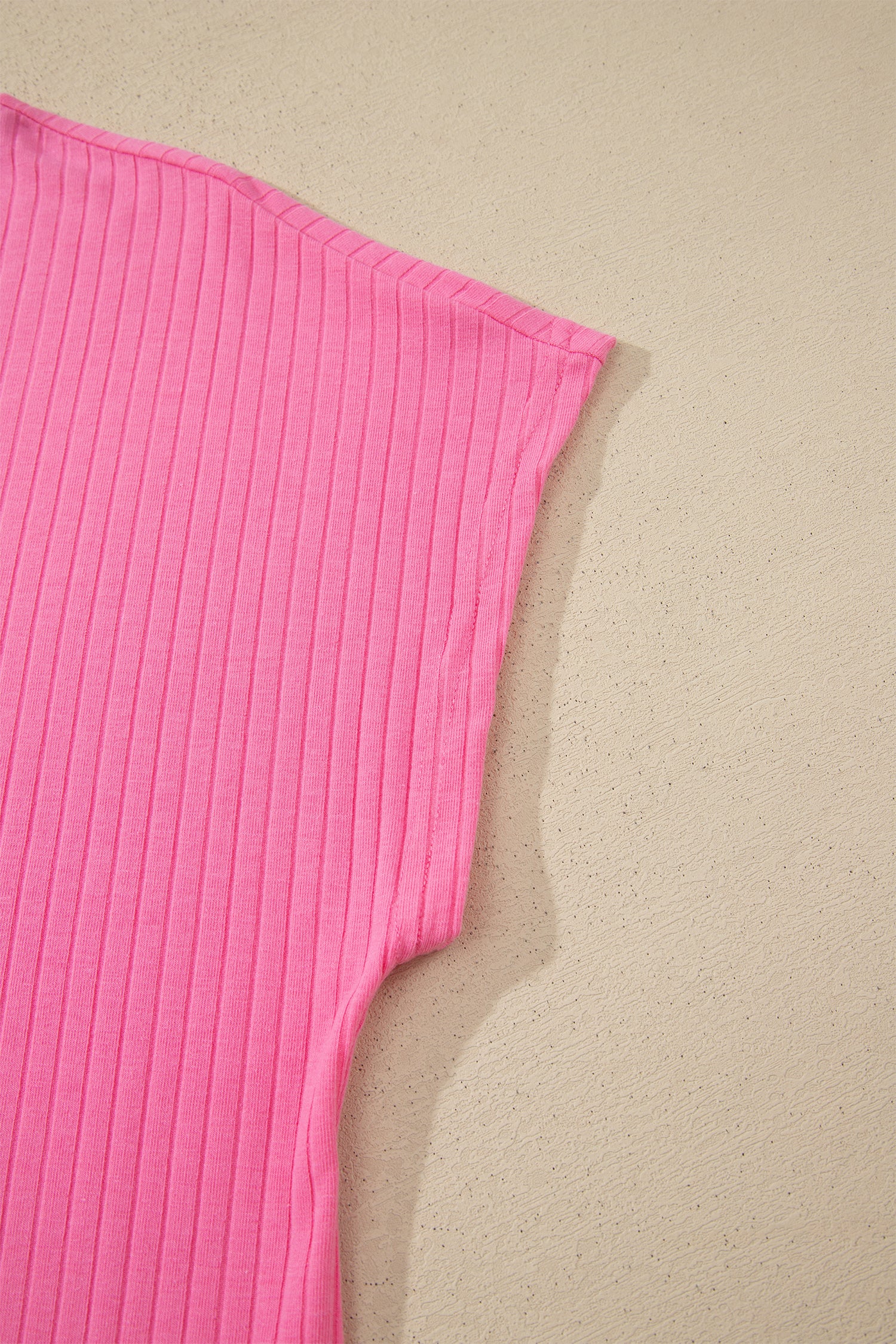 Sachet Pink Soft Ribbed Color Block Trim Casual Short Set