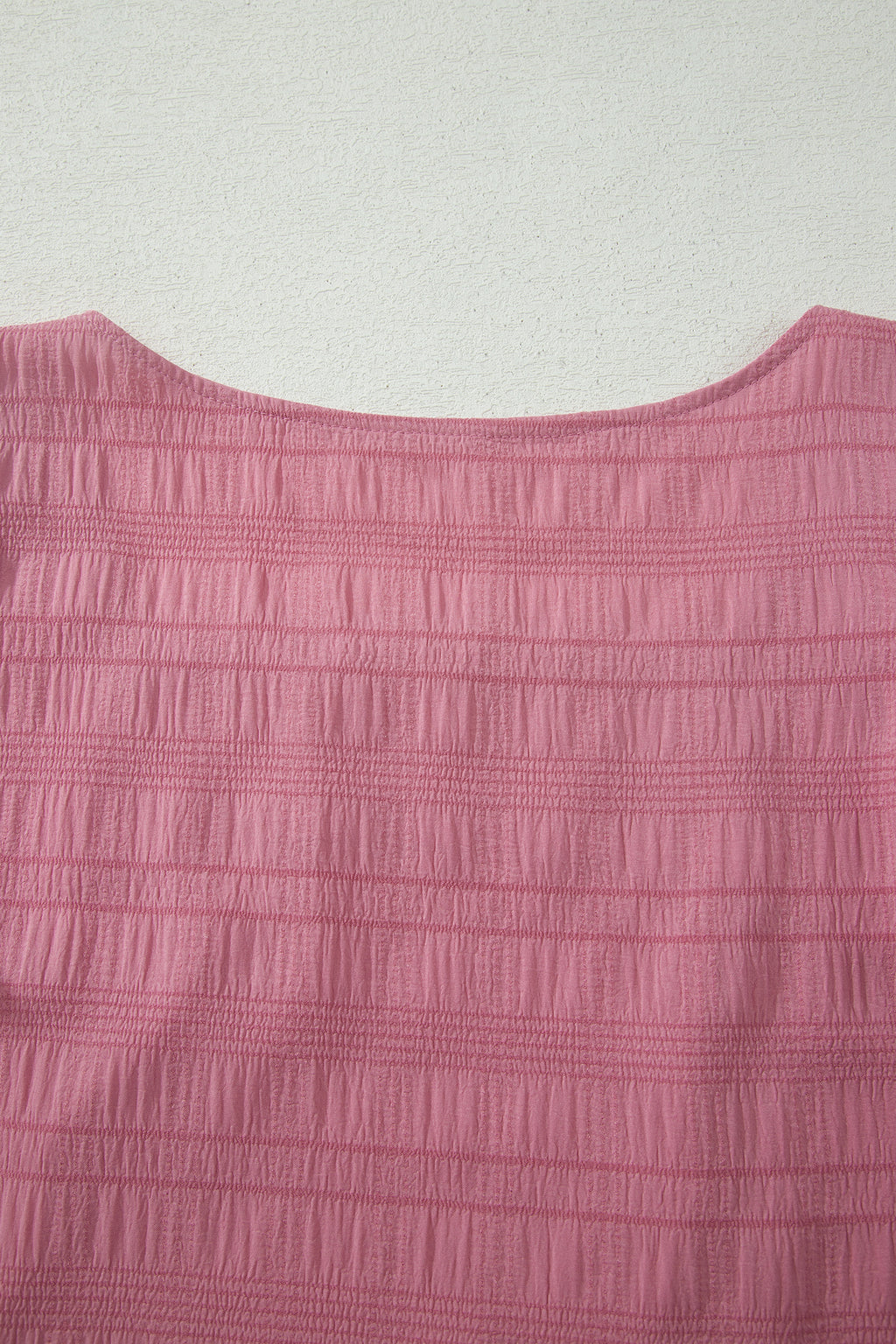 Peach Blossom Textured Square Neck Top and Shirred High Waist Shorts Set