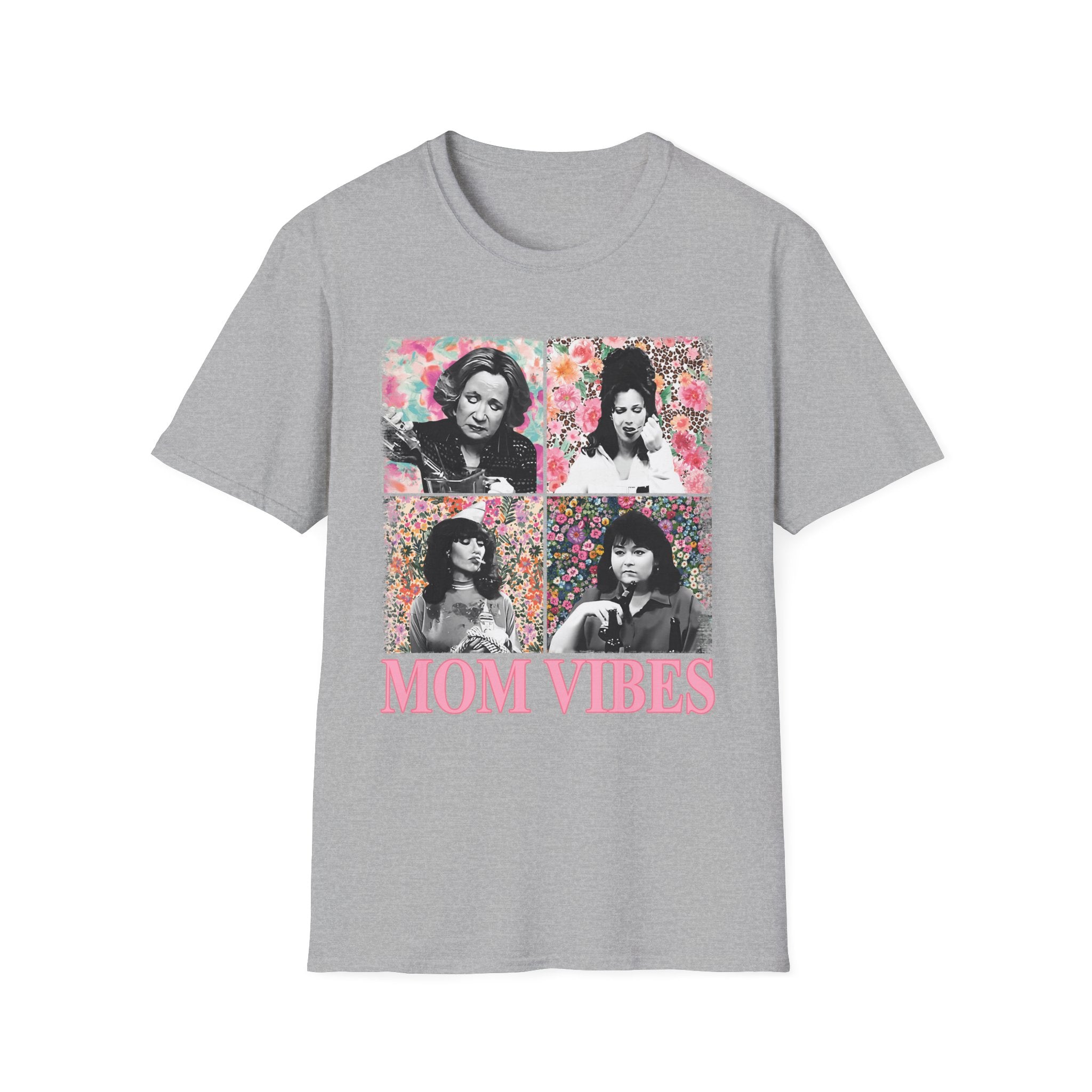 Mom Vibes T-Shirt – Retro Floral Mom Portrait Tee