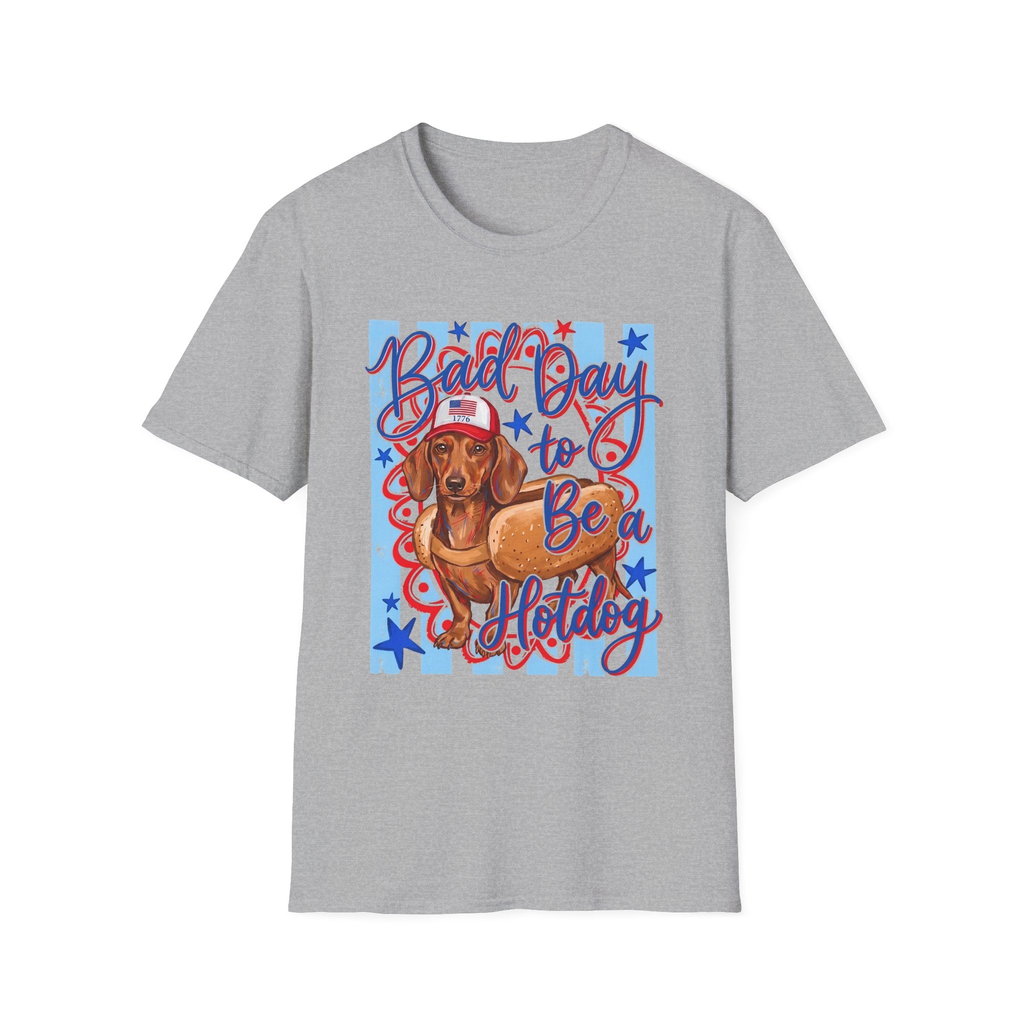 Baseball Dachshund T-Shirt — "Ball Day to Be a Hotdog" Cute Dog Baseball Tee