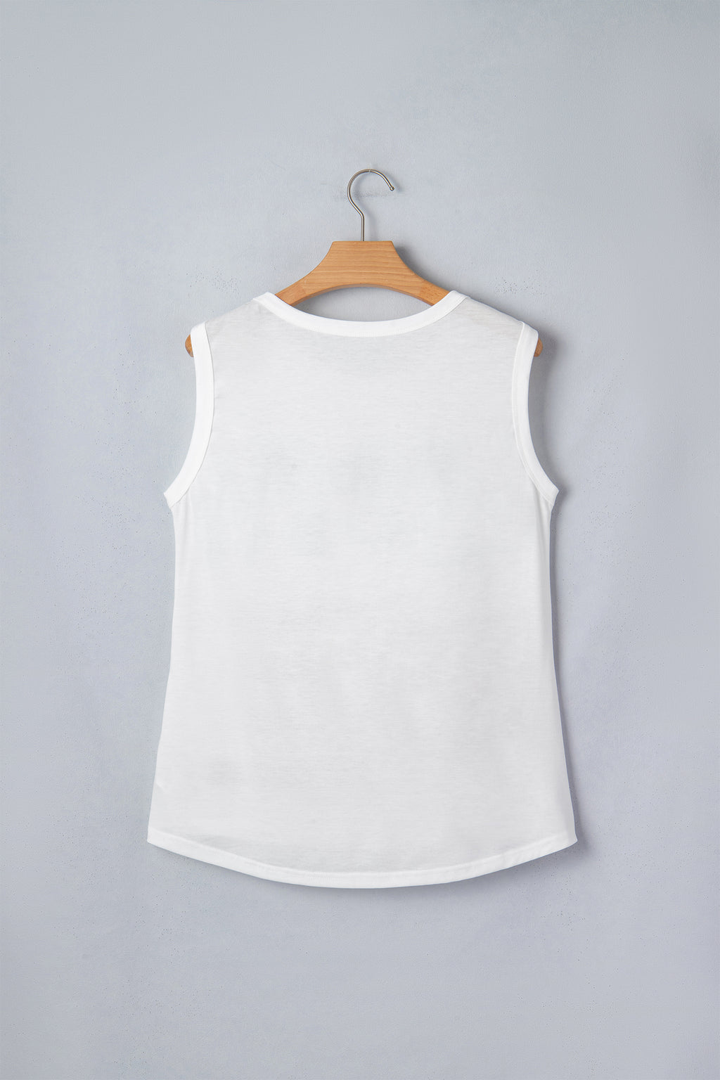 White Vintage Stars and Stripes Printed Casual Tank Top