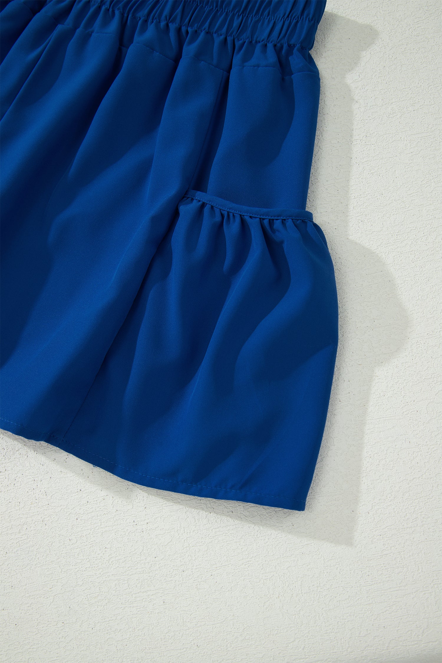 Dark Blue Ribbed Slim Tank Pocketed Wide Leg Shorts Set