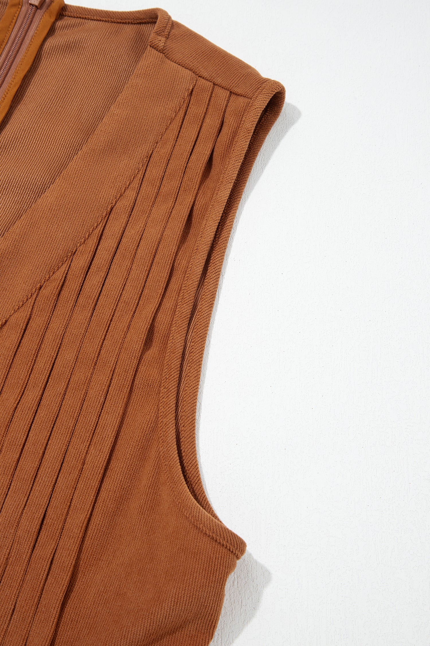 Cinnamon Solid Color Tie V Neck Sleeveless Corduroy Romper