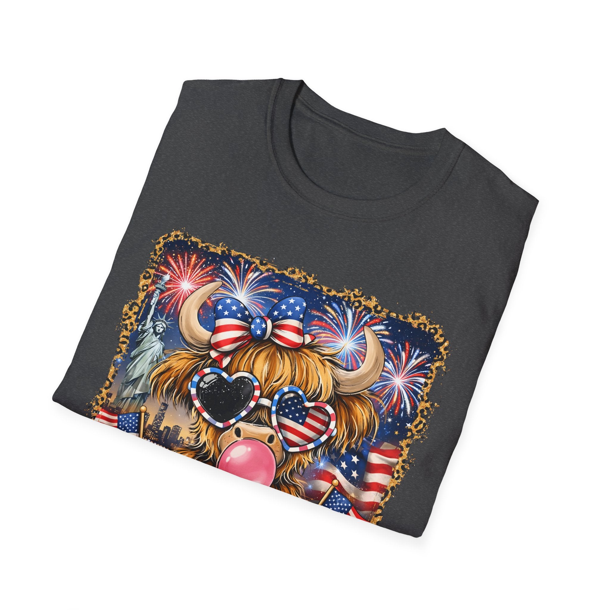 Patriotic Yorkie Tee — USA Flag Sunglasses & Bubblegum Dog T-Shirt
