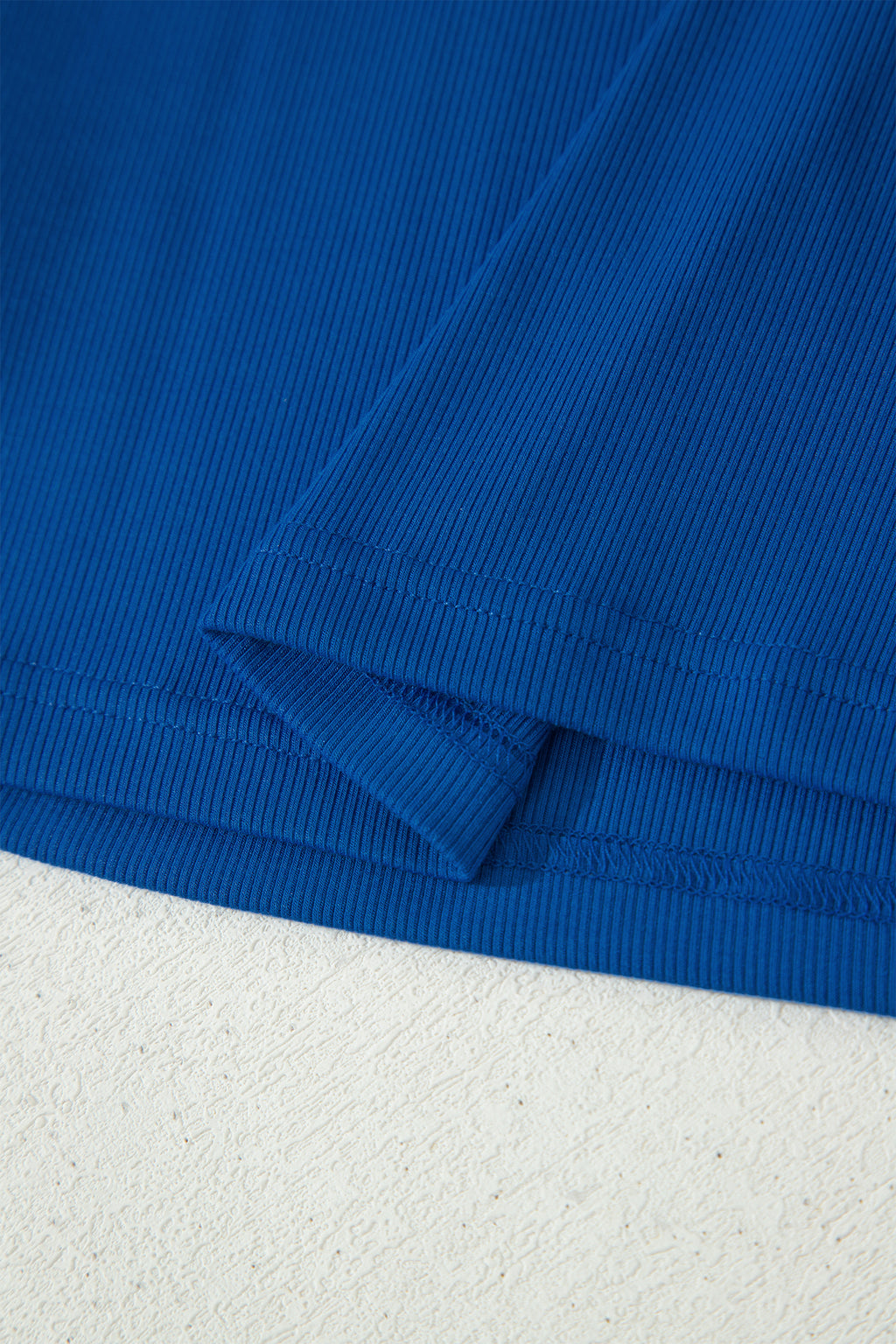 Dark Blue Ribbed Slim Tank Pocketed Wide Leg Shorts Set