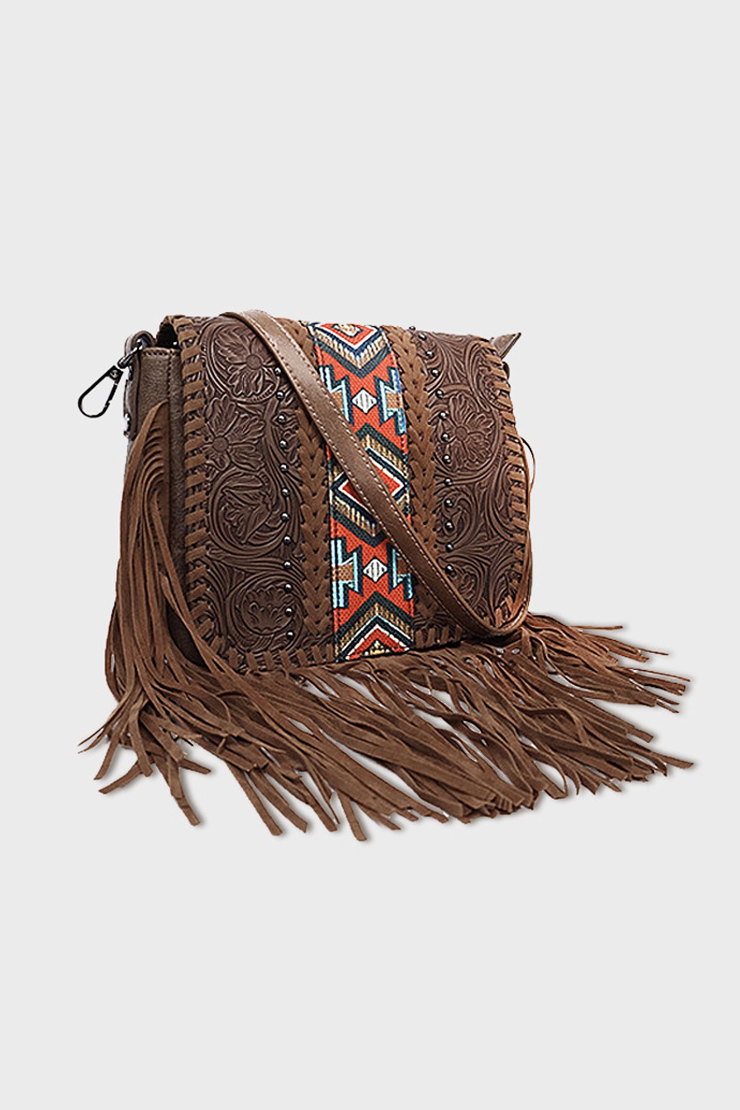 Coffee Western Aztec Bohemian Tassel PU Leather Bag