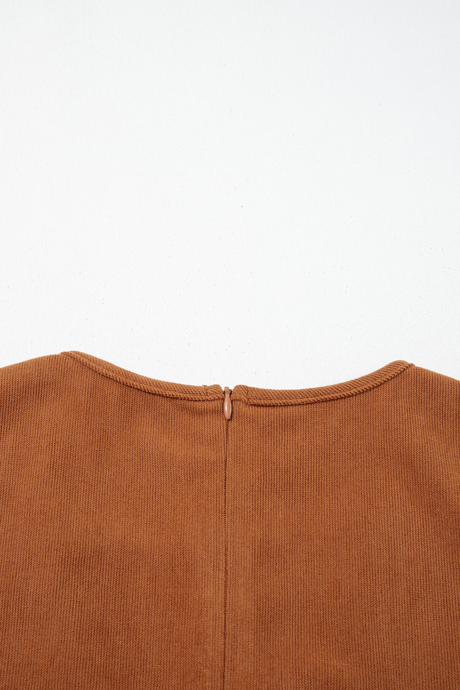 Cinnamon Solid Color Tie V Neck Sleeveless Corduroy Romper